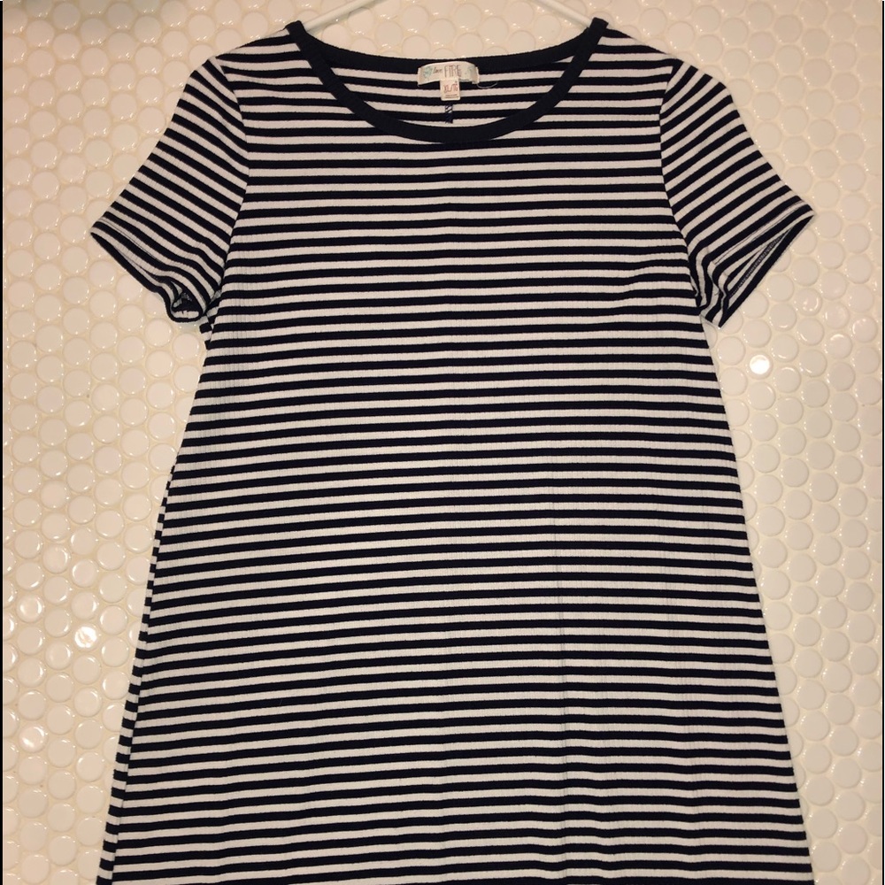 Navy and white striped t shirt dress